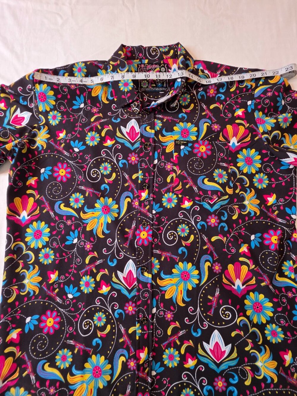 Retro Rifle "Flores De Mayo" Men's Button-down Short Sleeve Shirt, Size 2XL - Picture 4 of 8